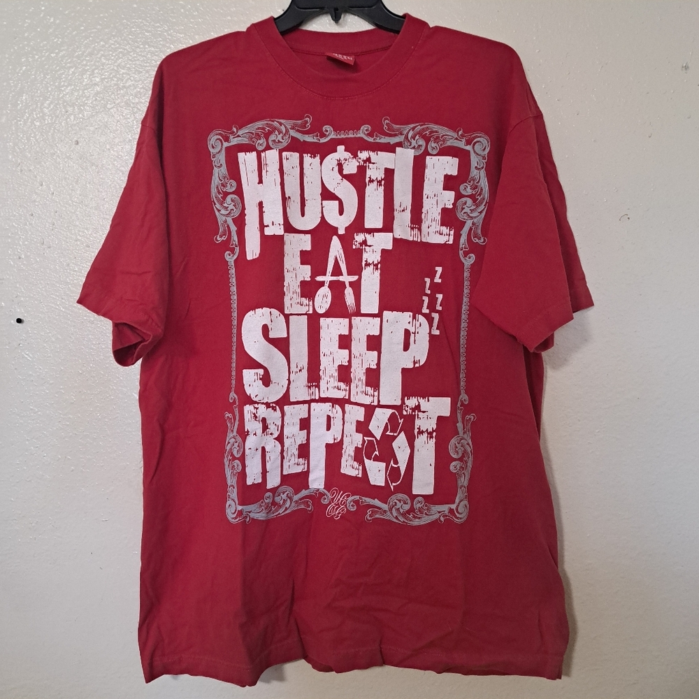 Dream USA Mens 3XL Red White Hustle Tshirt Cotton Motivation